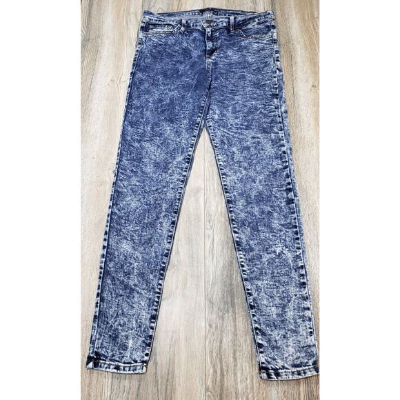 Flying Monkey Jeans Women Skinny Acid Wash Blue Denim Semi Stretch Pants - Picture 1 of 8